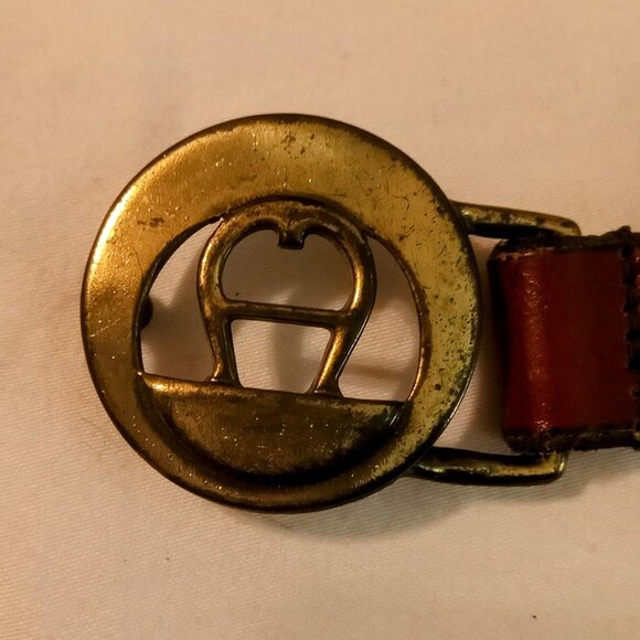 Vintage Etienne Agner Burgandy/brown Sz.Small Belt - Picture 2 of 7